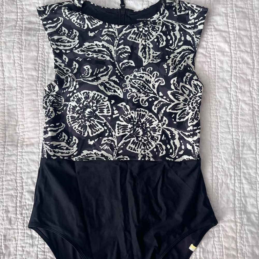 Black & White Floral One-Piece Swimsuit Summersalt “The Surf”
